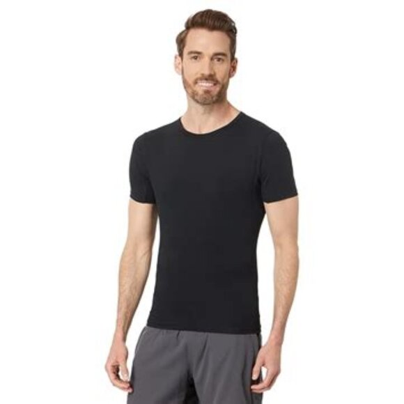 Spanx Mens Sculpt Cotton Spandex Crew Neck T-Shirt Size XL Black Compression